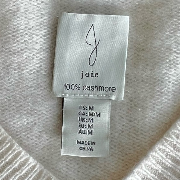Joie 100% Cashmere Sweater Cream Off White V Neck Classic Preppy Cardigan - Picture 3 of 10
